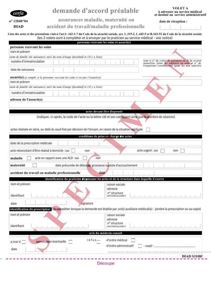 Formulaire CERFA 12040 Demande accord prealable