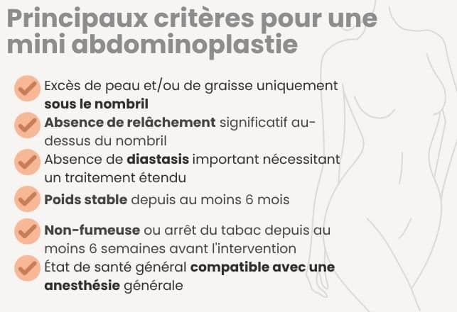 Critères élligibilités à une mini abdominoplastie